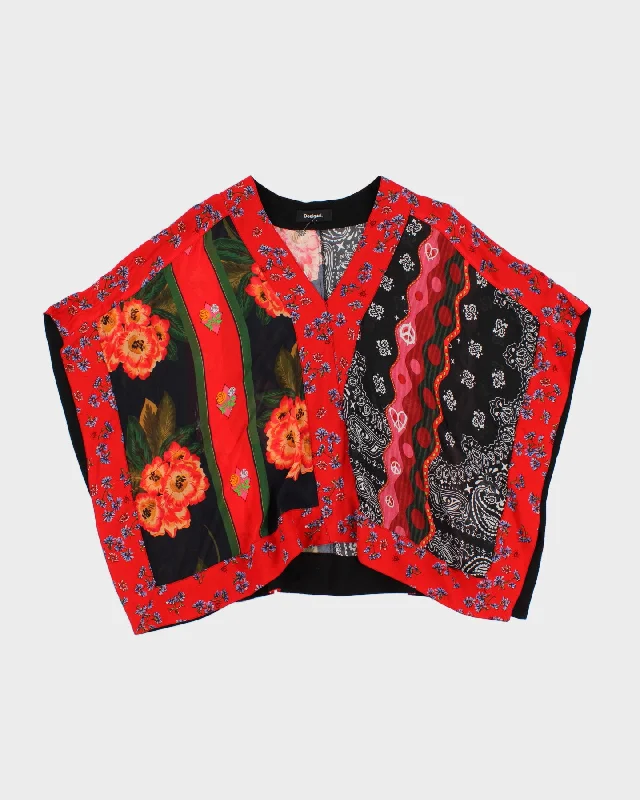 Desigual Paisley Print Poncho Blouse - S Casual Relaxed Fit Blouse