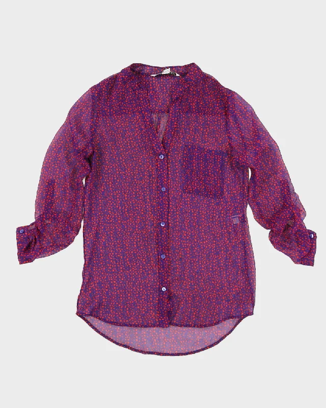 Diane Von Furstenberg Purple Silk Blouse - S Office Formal Blouse