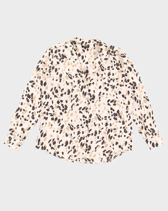 Rails Leopard Silk Blouse - L Feminine Tie Blouse