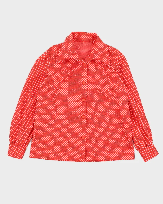 Vintage 1970s Red Polka Dot Blouse - S Casual Relaxed Blouse