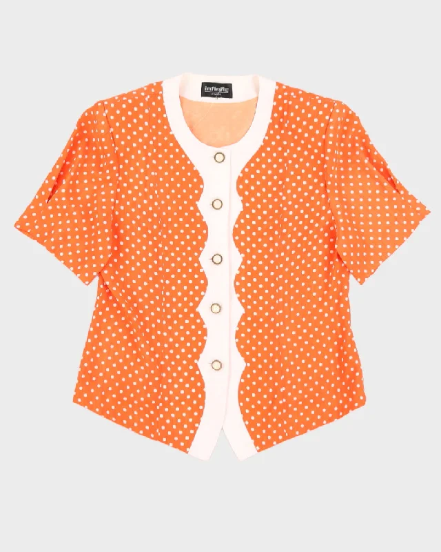 Vintage 70s Infinite Paris Orange Polka Dot Blouse - M Vintage Lace Blouse