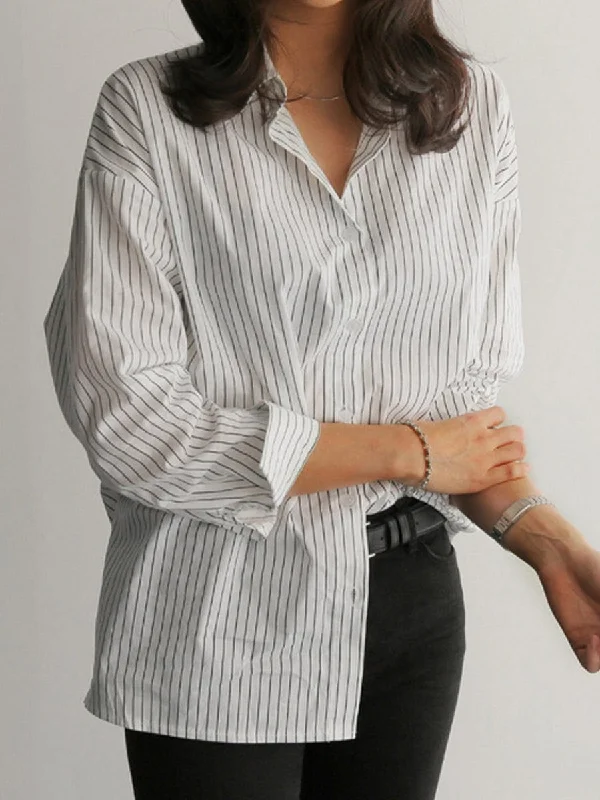 Chic Striped Blouse Office Formal Blouse