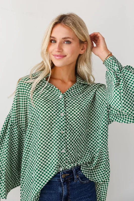 FINAL SALE - Flawless Expression Green Button-Up Blouse Sleeveless Summer Blouse