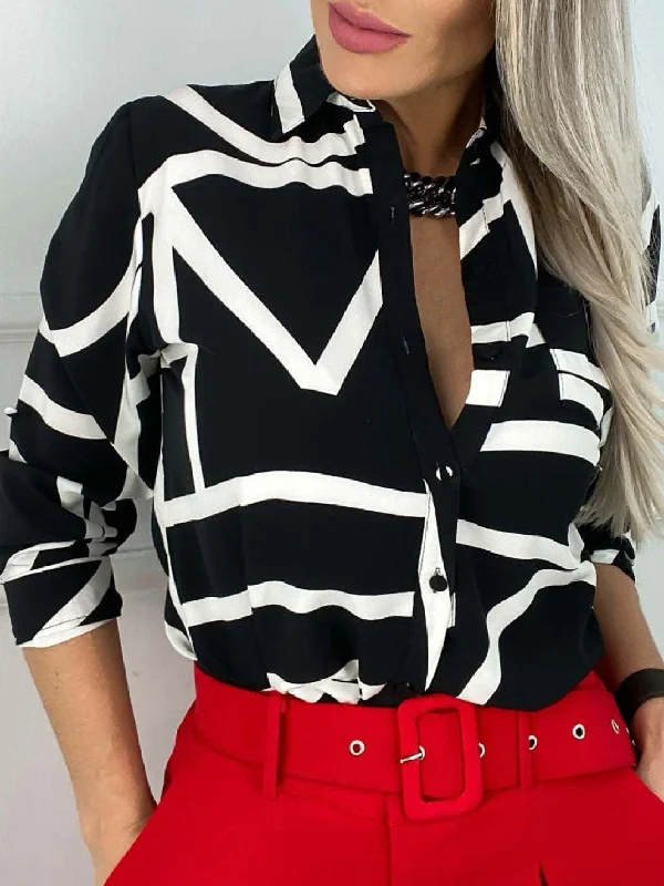 Long Sleeve V-Neck Blouse Short Sleeve Blouse