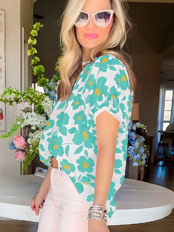 Mint Green Blouse Casual Button Blouse