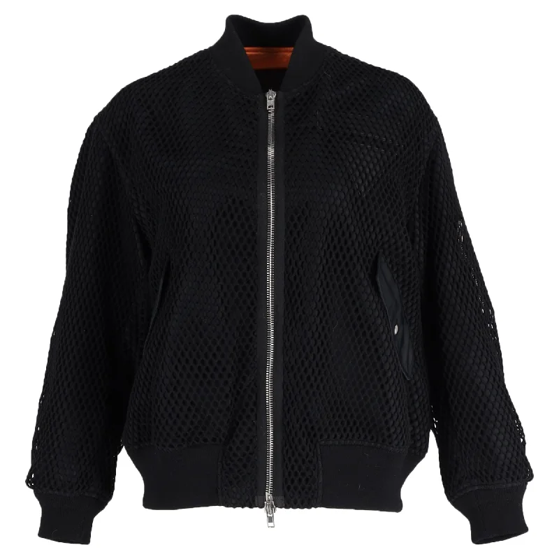 Alexander Wang Full Zip Bomber Jacket in Black Synthetic Cozy Warm Stylish