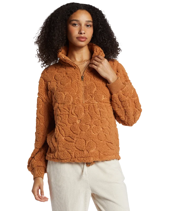 Time Off Fleece Jacket in Sandalwood Print Jacquard Patchwork