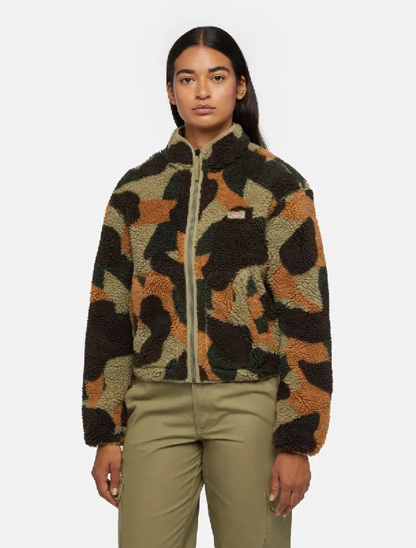 Mount Hope Camo Zip Fleece Jacket in Imperial Green Camo Graphic T-Shirt Round Neck Polyester