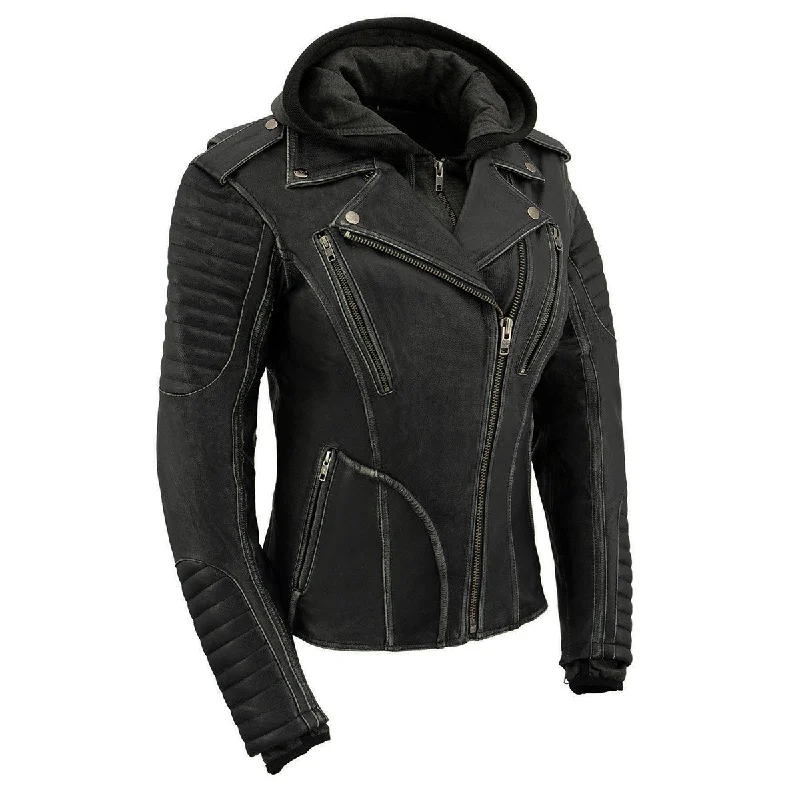 Milwaukee Leather MLL2516 Black Leather Rub-Off Leather Jacket with Modern Contemporary Chic