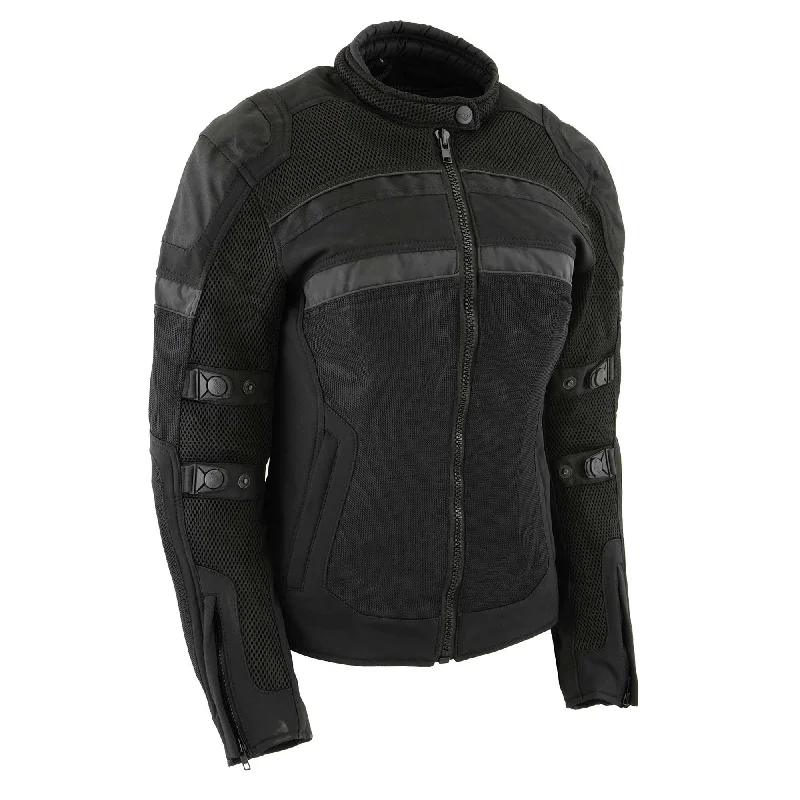 Milwaukee Leather MPL2775 Black Armored Textile Motorcycle Jacket for Chenille Blend Fleece Blend Nylon Blend