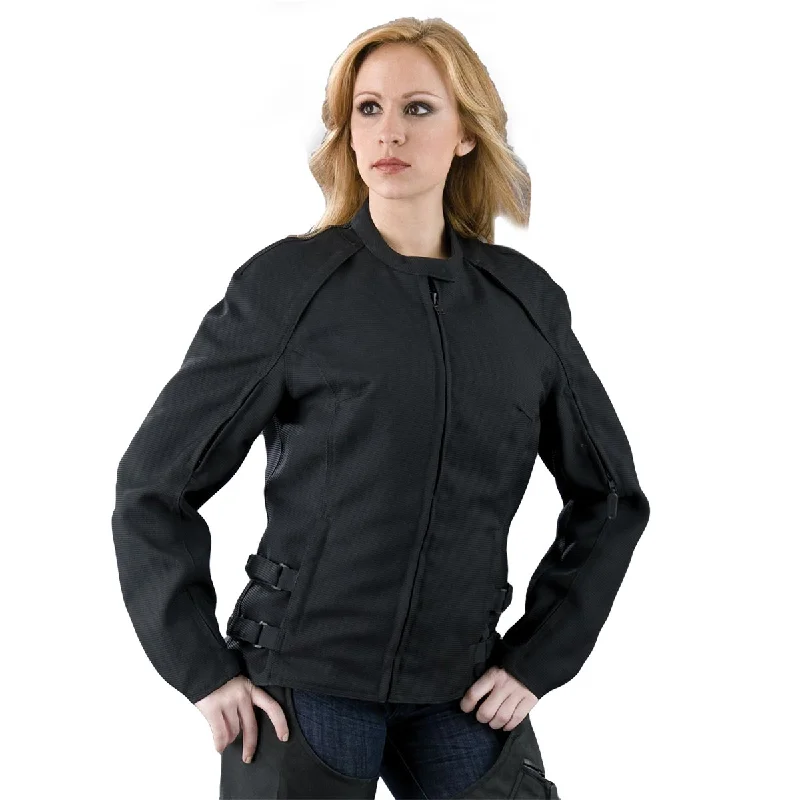 NexGen SH19055 Women's Black Textile Motorcycle Racer Jacket Fleece Nylon Spandex