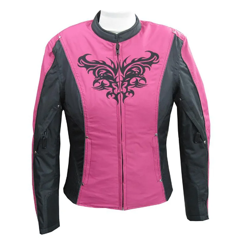 NexGen SH2367 Women's Turquoise and Fuchsia Textile Jacket with Beaded Sequined Faux Fur