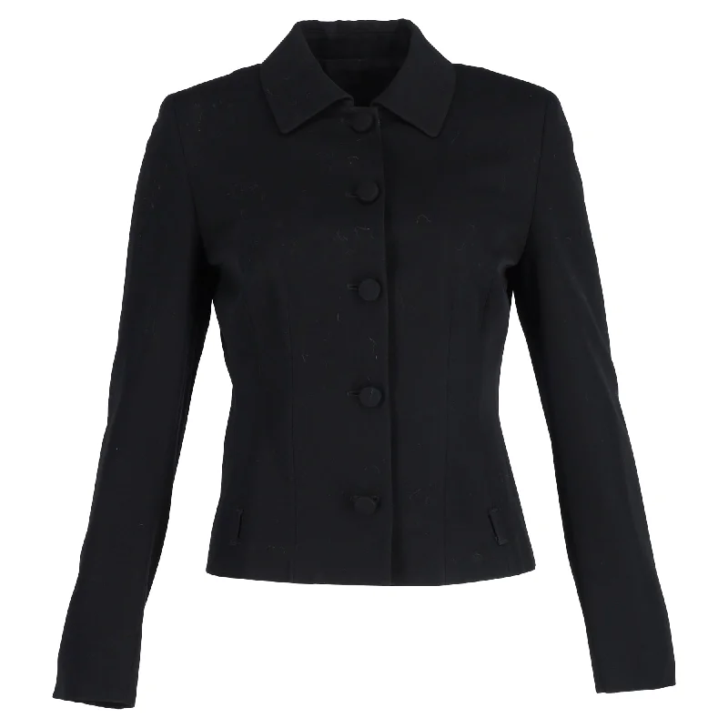 Prada Evening Jacket in Black Wool Terry Blend Velvet Blend Canvas Blend