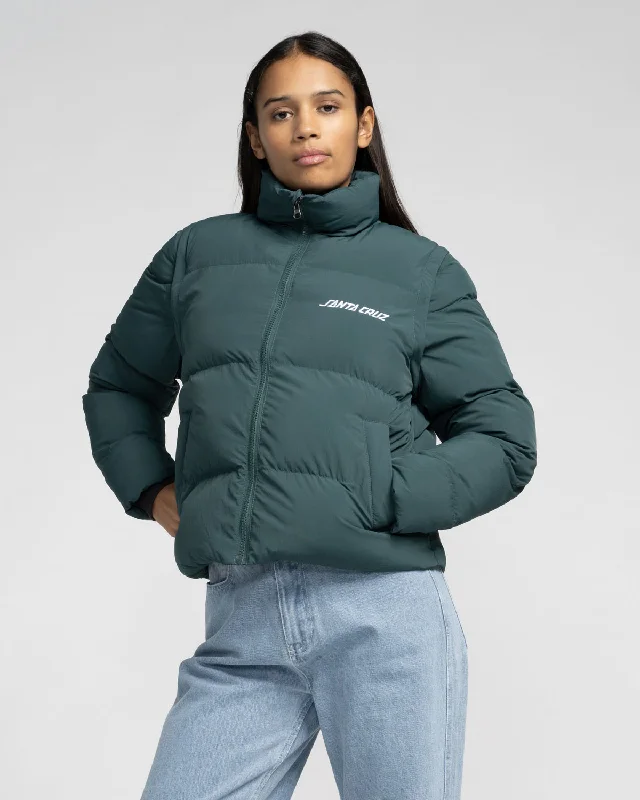 Strip 2 In 1 Quilted Jacket in Emerald Ribbed T-Shirt High Neck Heavyweight