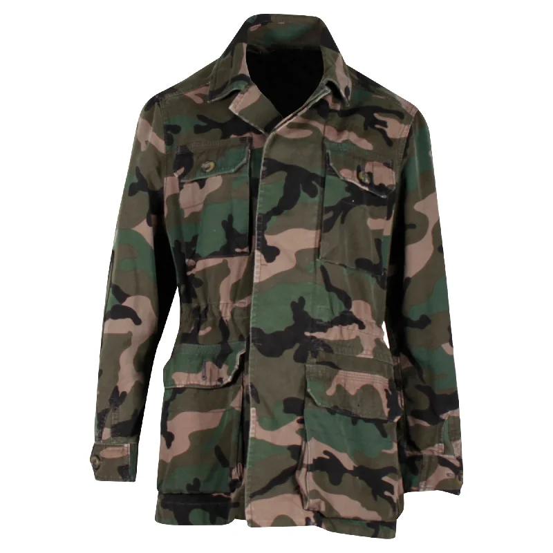 Valentino Camo Jacket in Olive Cotton Elegant Classic Vintage