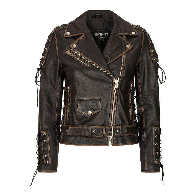 Women's Leather Jacket Live To Ride Cross Zip Cow Hide Brando Biker Motorcycle Chenille Fabric Brocade Fabric Lace Fabric