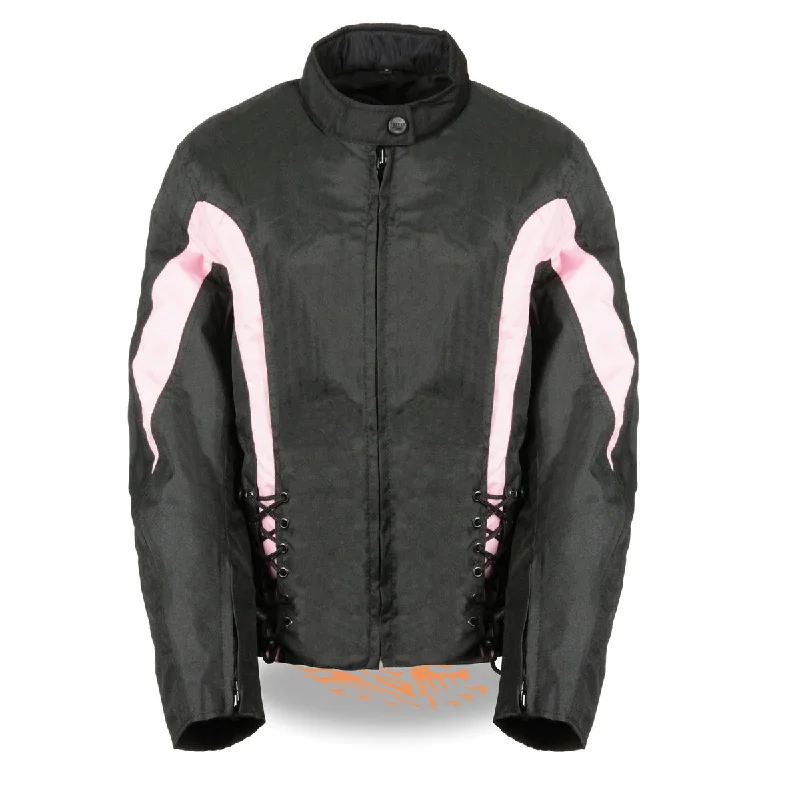 Nexgen SH2188 Women's Black and Pink Textile Motorcycle Riding Jacket Elegant Classic Vintage