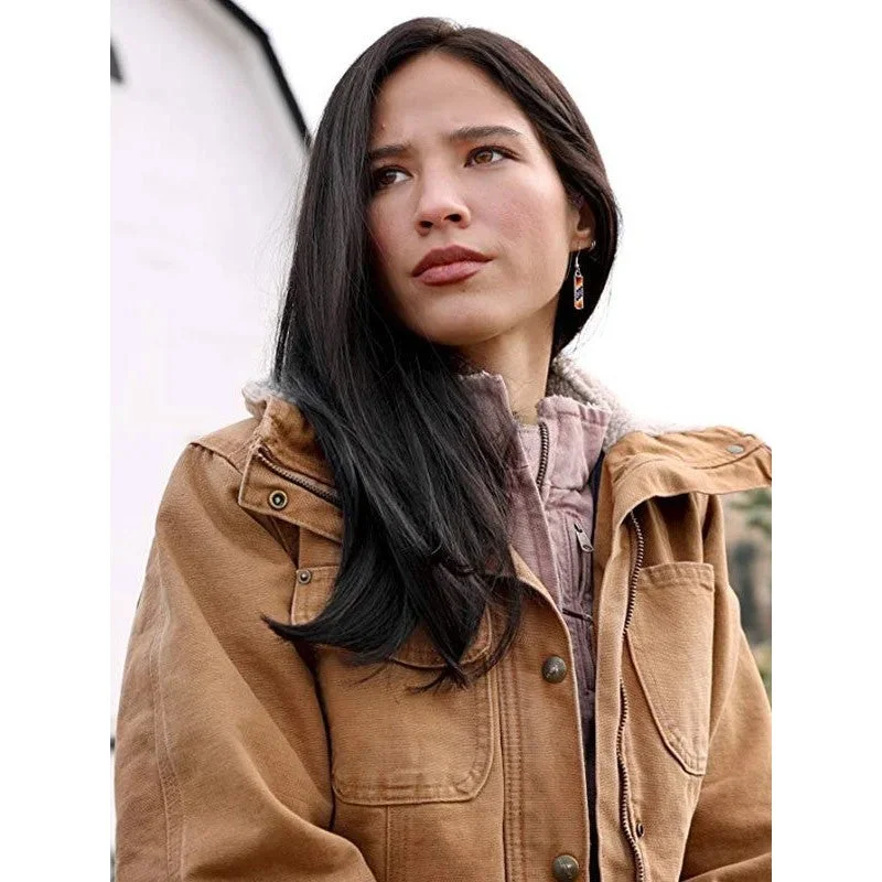 Yellowstone Kelsey Asbille Brown Cotton Jacket Fashionable Trendy Casual