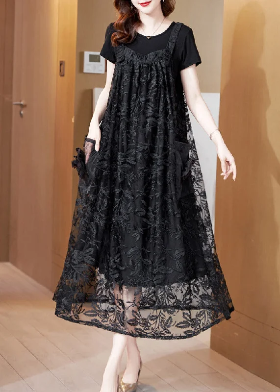 Black Wrinkled Tulle Slip Maxi Dresses Sleeveless Stylish Long Sleeve Maxi Dress