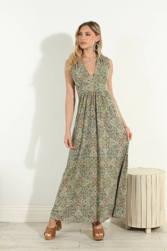 Neema Stretch V-Neck Maxi Dress-FINAL SALE Cozy Knit Maxi Dress