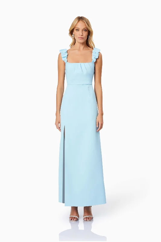 Elliatt Destiny Maxi Dress - Ice Blue Fashionable Off-Shoulder Maxi Dress