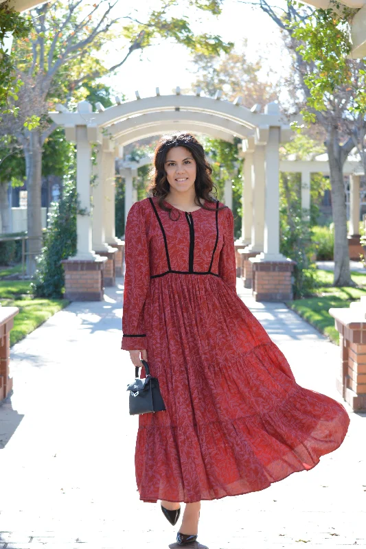 Eve Red Maxi Dress Elegant Maxi Dress with Lace