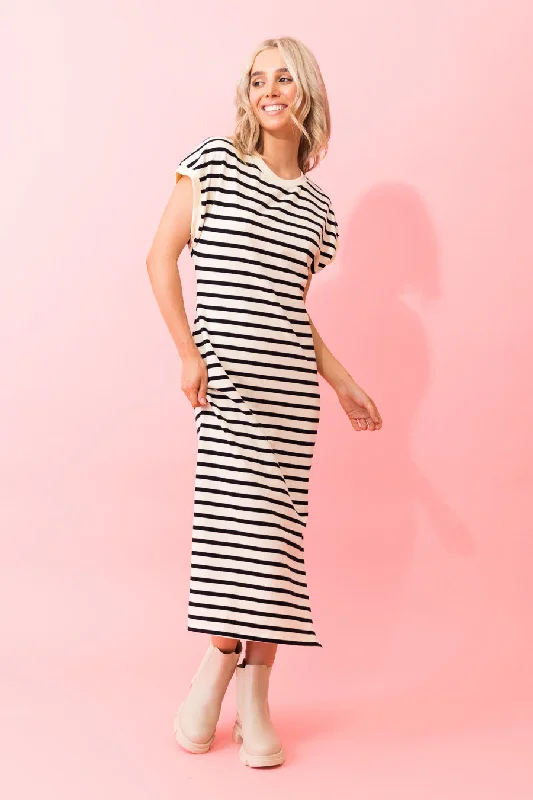 Kylee Maxi Dress Cotton Stripe Comfortable Casual Maxi Dress