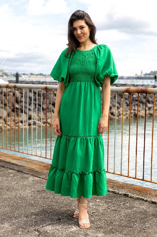 Lydia Maxi Dress Green Elegant Maxi Dress with Lace