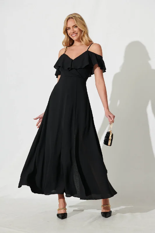 Marit Maxi Dress In Black Stylish Boho Chic Maxi Dress