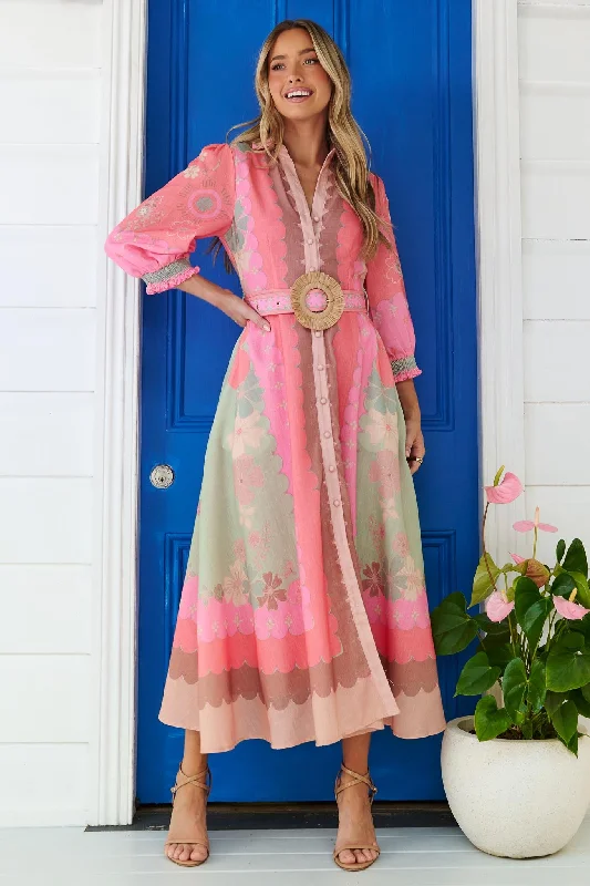 Maya Watermelon Maxi Dress Elegant Silk Maxi Dress