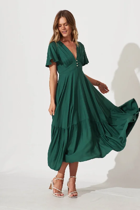 Nevada Maxi Dress In Green Comfortable Casual Maxi Dress