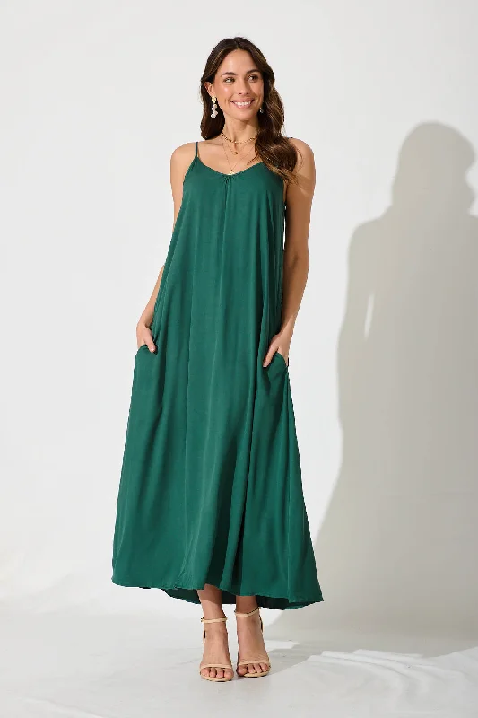 No Scrubs Maxi Dress In Green Fashionable High-Waist Maxi Dress