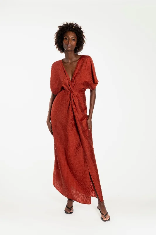 One Fell Swoop Provence Maxi Dress - Amber Elegant Lace-Up Maxi Dress