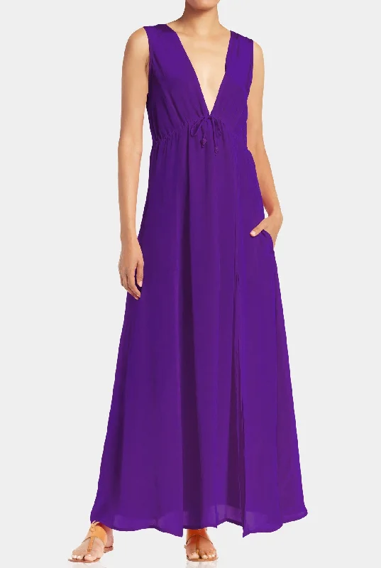 Purple Maxi Dress for Women Stylish Maxi Dress with Frills