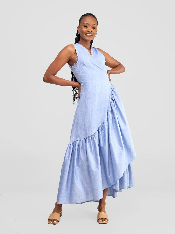 Safari Kikoy Wrap Maxi Dress - Light Blue Elegant Lace Maxi Dress