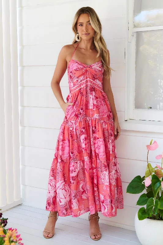 Sara Maxi Dress - Melon Elegant Velvet Maxi Dress