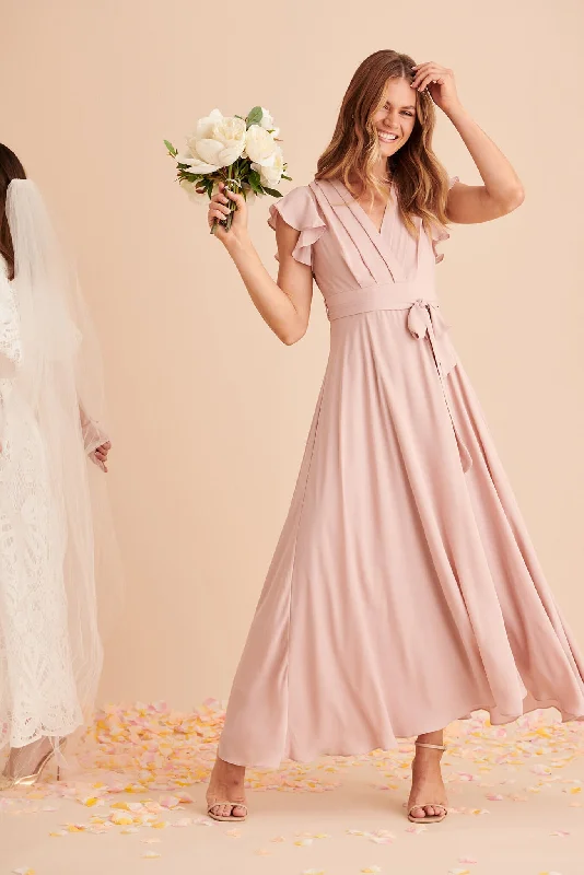 Wynter Maxi Dress in Blush Chiffon Classic Solid Maxi Dress