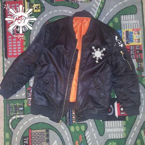 3 Stars and Sun Kids Bomber Jackets Welt Pockets Slit Pockets Flap Pockets