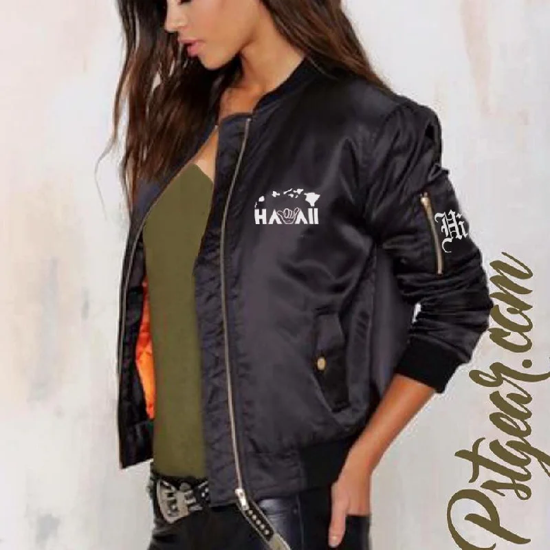 A HI HAWAII ISLANDER Bomber Womens Jackets Print Jacket Jacquard Jacket Patchwork Jacket