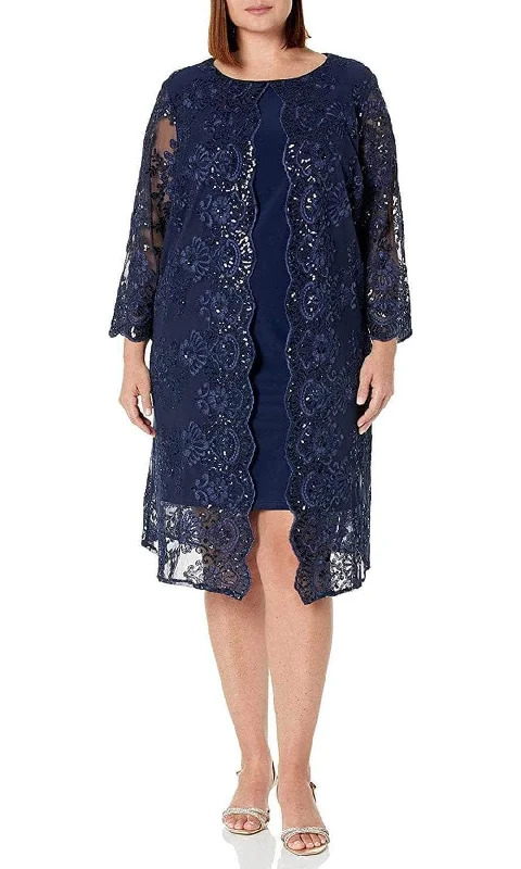 Alex Evenings 841712226 - Embroidered Mock Jacket Dress Oversized Jacket Tailored Jacket Straight Jacket