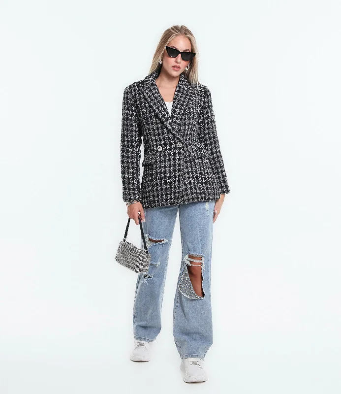 Chicago Houndstooth Jacket Print Jacket Jacquard Jacket Embroidered Jacket