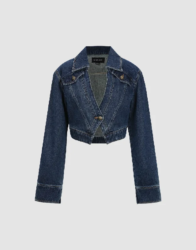 Cropped One Button Denim Jacket Jersey Jacket Tulle Jacket Batik Jacket