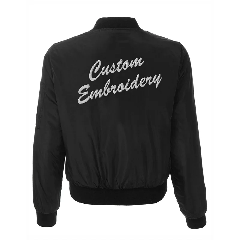 Custom Embroidered Black Bomber Jacket Denim Jacket Leather Jacket Suede Jacket