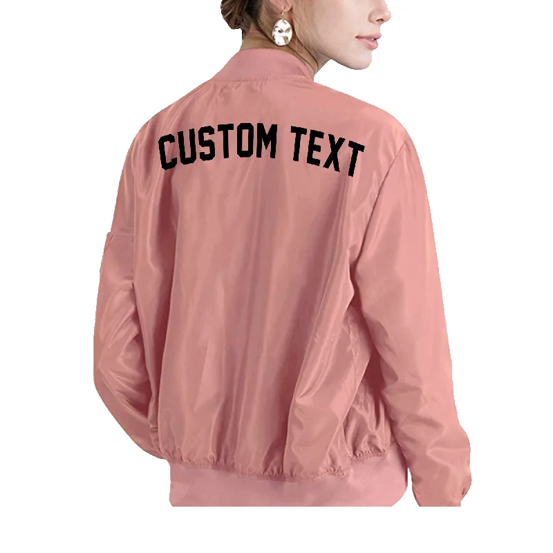 Custom Text Mauve Bomber Jacket Plaid Jacket Tartan Jacket Houndstooth Jacket