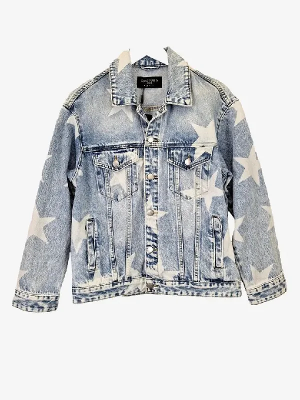 Decjuba Rockstar Classic Lightwash Denim Jacket Size 10 Oversized Jacket Tailored Jacket Straight Jacket