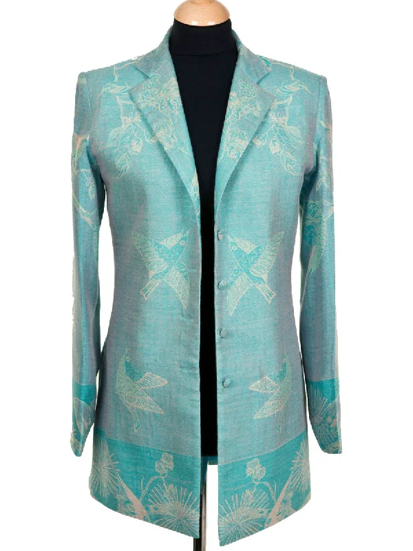 Sicily Jacket in Pale Cyan Jersey Jacket Tulle Jacket Batik Jacket