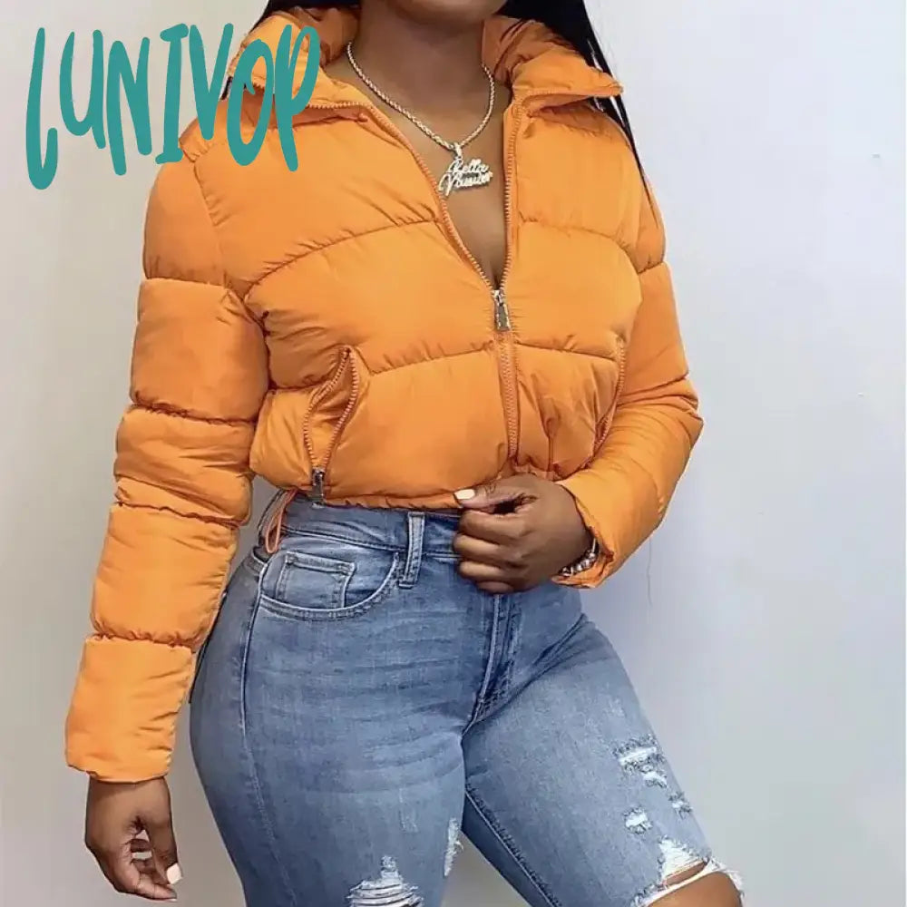 Lunivop  Fall Winter Solid Down Coat Puffer Jacket and Coats for Women Bubble Outerwear Cropped Outwear Oversized Clothing Satin Jacket Silk Jacket Chiffon Jacket