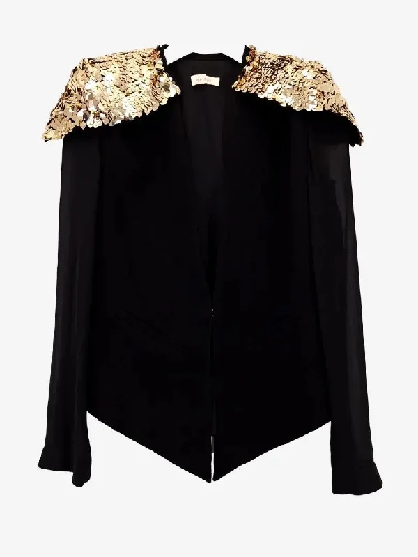 Sass & Bide Rockstar Sequin Shoulder V Hem Jacket Size 6 Zippered Jacket Buttoned Jacket Snapped Jacket