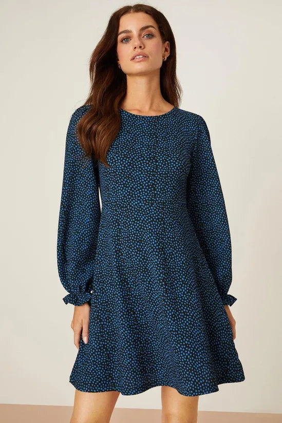 Dorothy Perkins Petite Blue Spot Printed Mini Dress Classic Solid Mini Dress