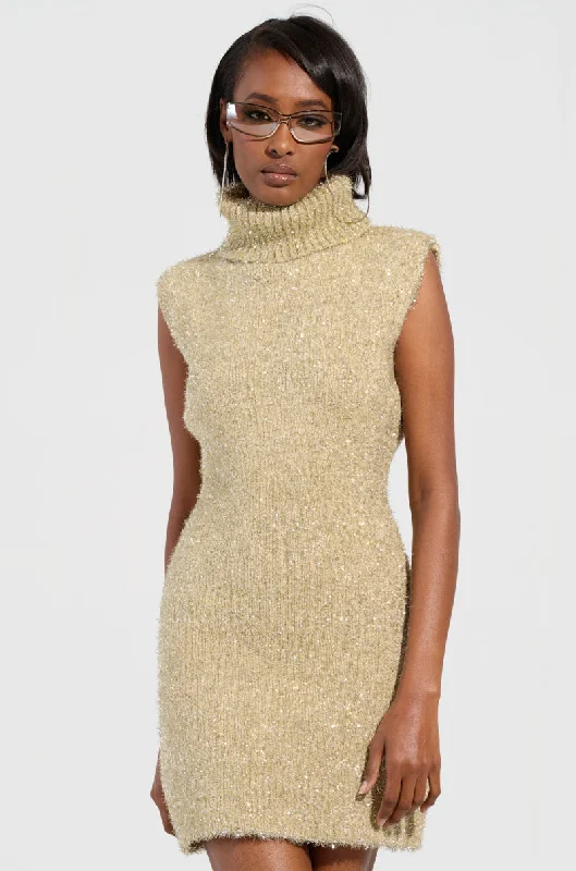 FELT A SPARK KNIT GLITTER MINI DRESS Classic White Mini Dress